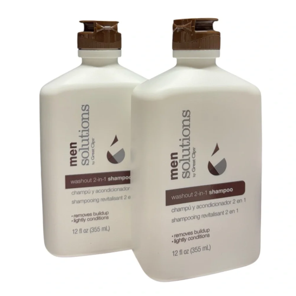 (2) Great Clips Men Solutions Washout 2 in 1 Shampoo Removes Buildup 12 fl oz